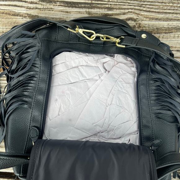 Moto Jacket Backpack Black Faux Leather Fringe Biker Punk Goth Alt Festival Bag main image 6